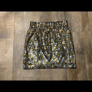 Lovers and friends sequin gold silver mini skirt